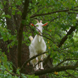 A goat in a tree